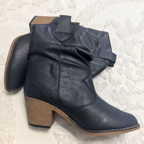 🤠 Charles Albert Western Cowboy Distressed Boots Navy Size 8 NWOT - Picture 1 of 7